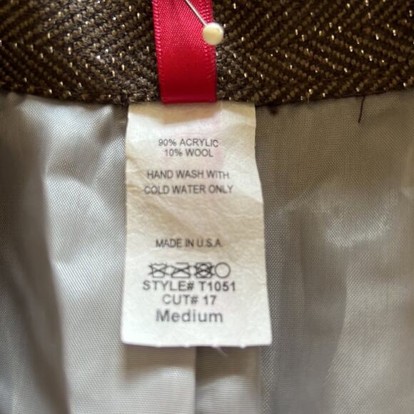 The Rag Story Brown & Metallic Silver Herringbone Tweed Blazer Beaded Appliqué - Picture 6 of 11